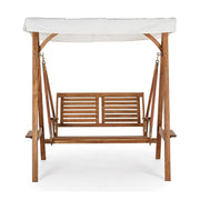 Akácfából készült, 185 cm hosszú és 188 cm magas, kétszemélyes kerti hintaágy.