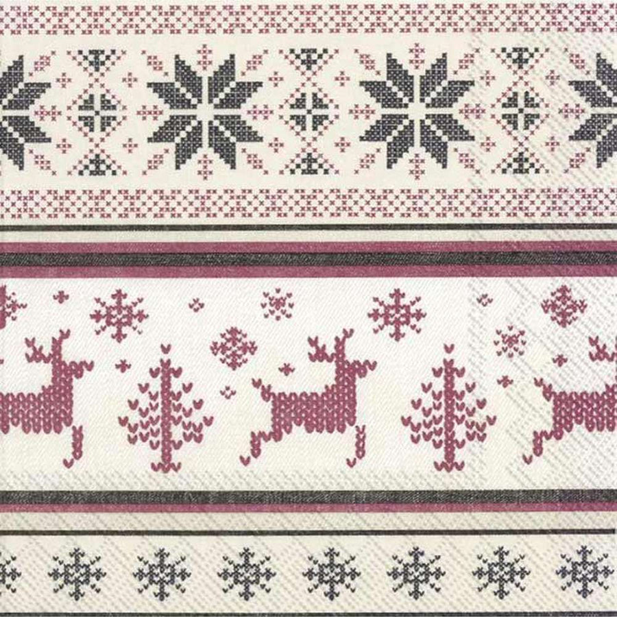 Skandináv stílusú, norvég mintás, extra minőségű, természetes úton fehérített három rétegű, puha karácsonyi papírszalvéta.