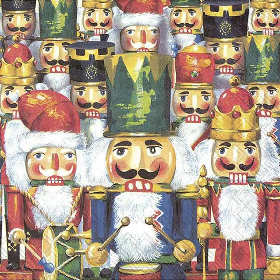 Klasszikus diótörőfigurákkal díszített, extra minőségű, természetes úton fehérített, három rétegű puha papírszalvéta.