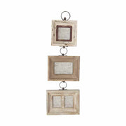 Vidéki vintage stílusú, fából készült, antikolt felületű, 3 db-os fali fényképtartó képkeret