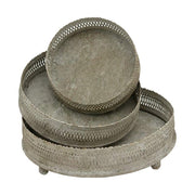 3 db-os patinás felületű fém tálcaszett