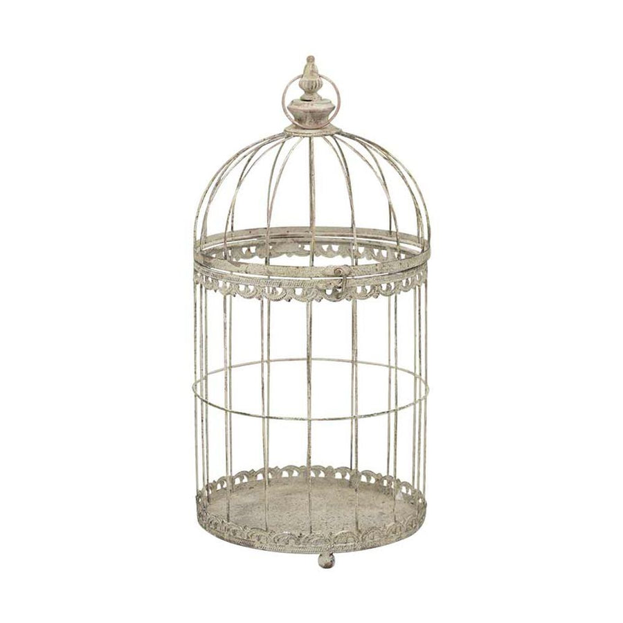 Nagyméretű, 34, 49 és 56 cm magas, antik szürke színű patinás fémből készült vintage kalitkaszett