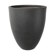 Prémium minőségű, nagyméretű, 34, 42 és 50 cm átmérőjű, fagyálló műgyantából készült, modern kortárs stílusú, beton hatású, antracit fekete színű kültéri kaspószett