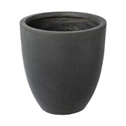 Prémium minőségű, nagyméretű, 34, 42 és 50 cm átmérőjű, fagyálló műgyantából készült, modern kortárs stílusú, beton hatású, antracit fekete színű kültéri kaspószett