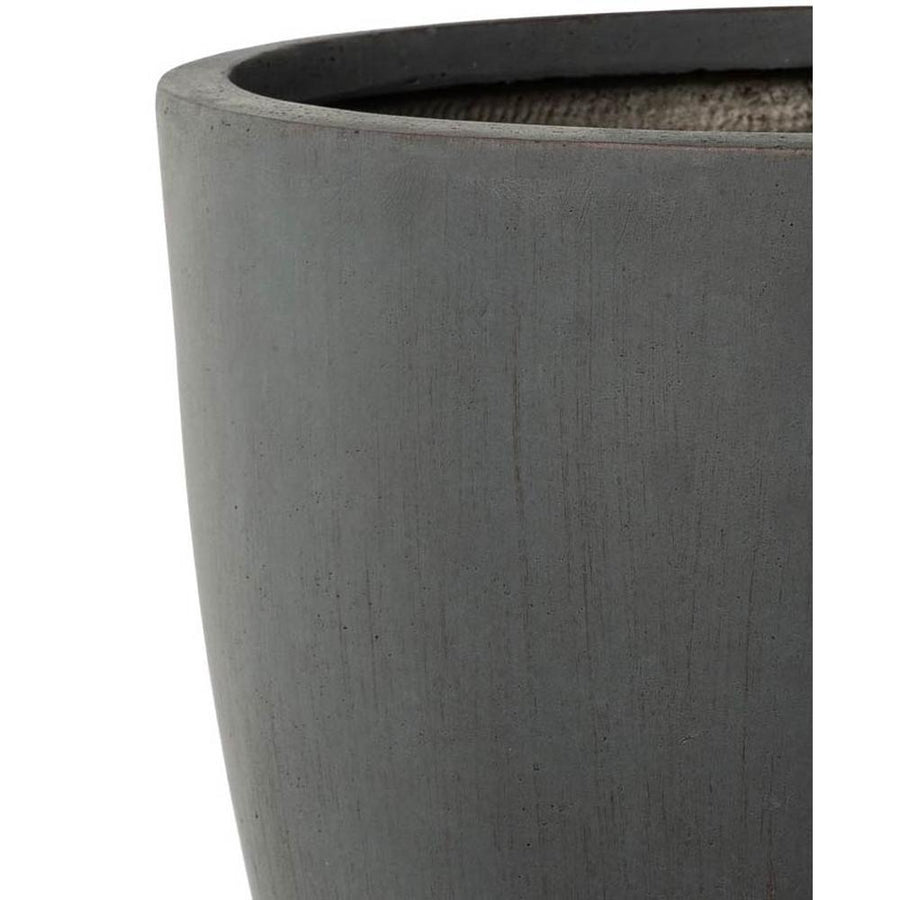 Prémium minőségű, nagyméretű, 34, 42 és 50 cm átmérőjű, fagyálló műgyantából készült, modern kortárs stílusú, beton hatású, antracit fekete színű kültéri kaspószett