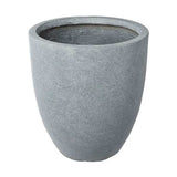 Prémium minőségű, nagyméretű, 34, 42 és 50 cm átmérőjű, fagyálló műgyantából készült, modern kortárs stílusú, beton hatású, szürke színű kültéri kaspószett 