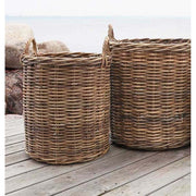 Natúr színű rattanból készült, kézműves füles kosár szett.