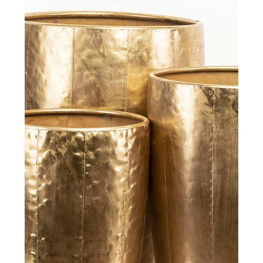 DORÉ 3 db-os nagy aranyszínű fém kaspószett 62 cm