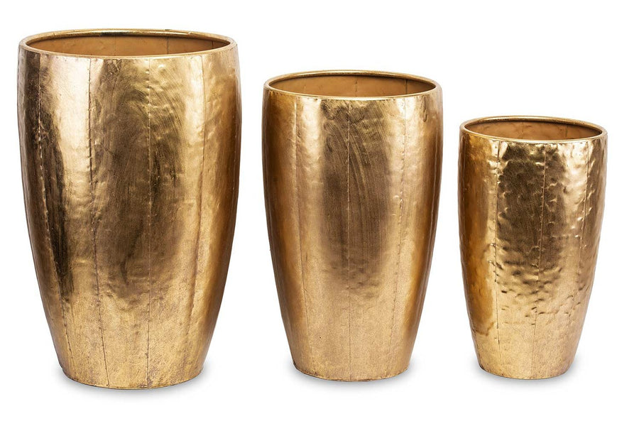 DORÉ 3 db-os nagy aranyszínű fém kaspószett 62 cm