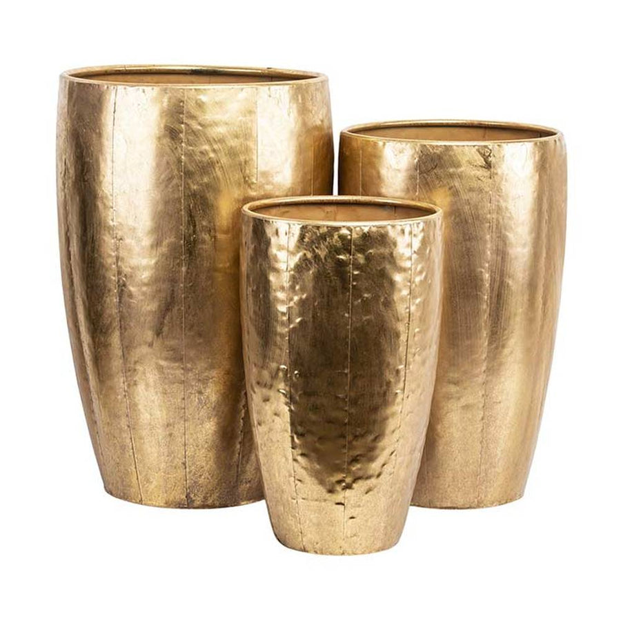 DORÉ 3 db-os nagy aranyszínű fém kaspószett 62 cm