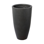 Fagyálló műgyantából készült, modern kortárs stílusú, beton hatású, antracitfekete színű kültéri kaspószett.