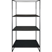 Modern stílusú, 3 darab állítható polccal felszerelt, fekete színű fém állvány.