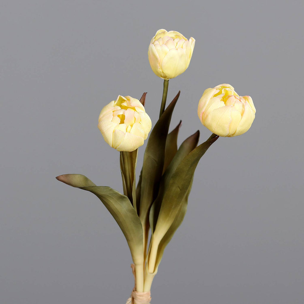 Fáradt krém színvilágú, vintage stílusú, 3 szálból álló tulipán csokor művirág-