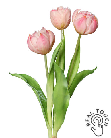 3 szálból álló, rózsaszín színű tulipáncsokor művirág.
