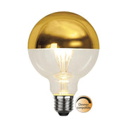 Coated Shining meleg fehér fényű LED dekorációs izzó áttetsző üveggel, arany bevonattal. 