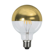 Coated Shining meleg fehér fényű LED dekorációs izzó áttetsző üveggel, arany bevonattal.