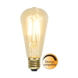 Clear Filament dekorációs izzó. Meleg fehér fényű LED dekorációs izzó áttetsző üveggel.