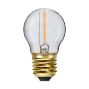 Clear Filament dekorációs izzó. Meleg fehér fényű LED dekorációs izzó áttetsző üveggel.