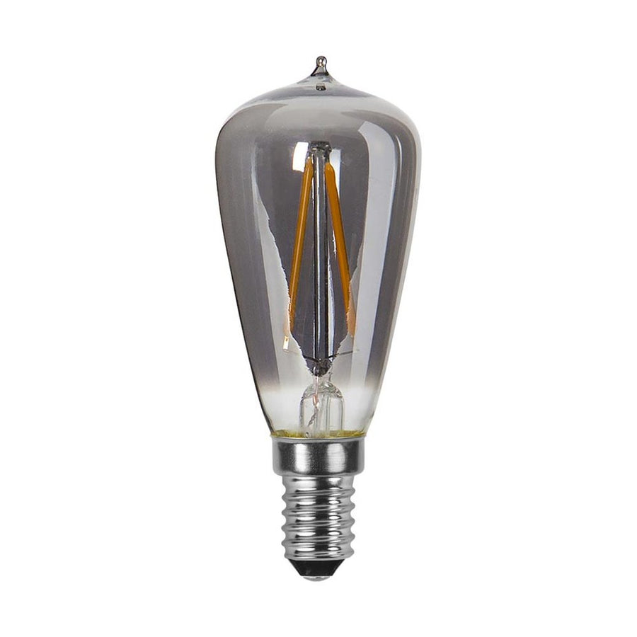 Heavy Smoke Filament dekorációs izzó. Meleg fehér fényű LED dekorációs izzó füstszínű üveggel.