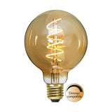 Amber Spiral Filament meleg fehér fényű, vintage LED dekorációs izzó borostyánszín üveggel.