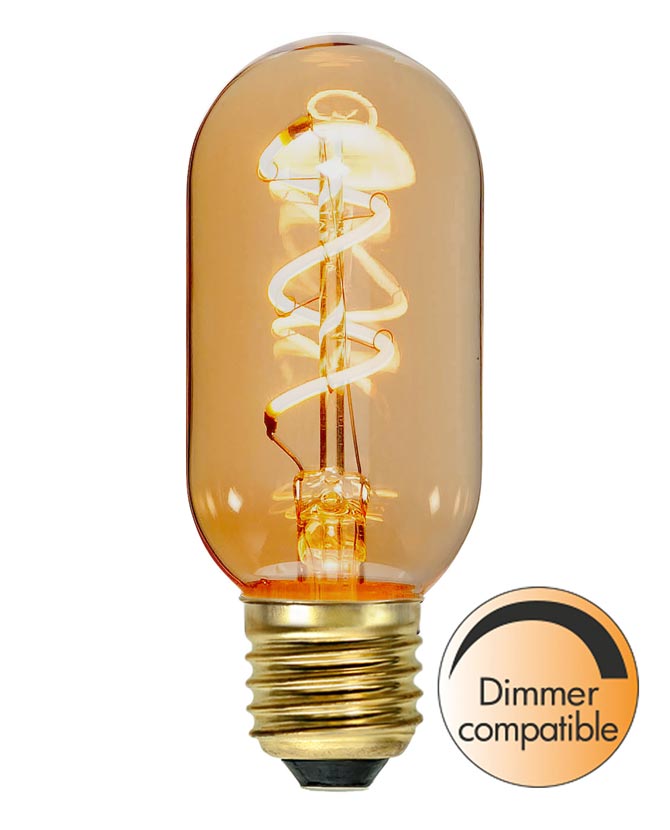 Amber Spiral Filament meleg fehér fényű vintage LED dekorációs izzó borostyánszín üveggel.