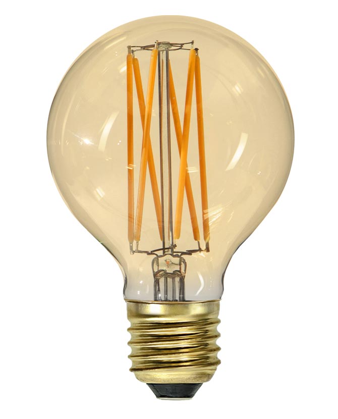 Vintage Gold dekorációs izzó. Meleg fehér fényű LED dekorációs izzó borostyánszín üveggel.
