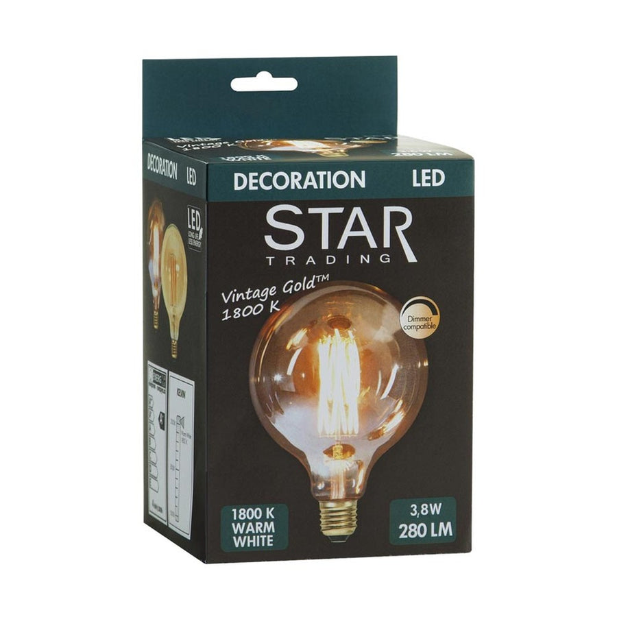 Vintage Gold dekorációs izzó. Meleg fehér fényű LED dekorációs izzó borostyánszín üveggel.