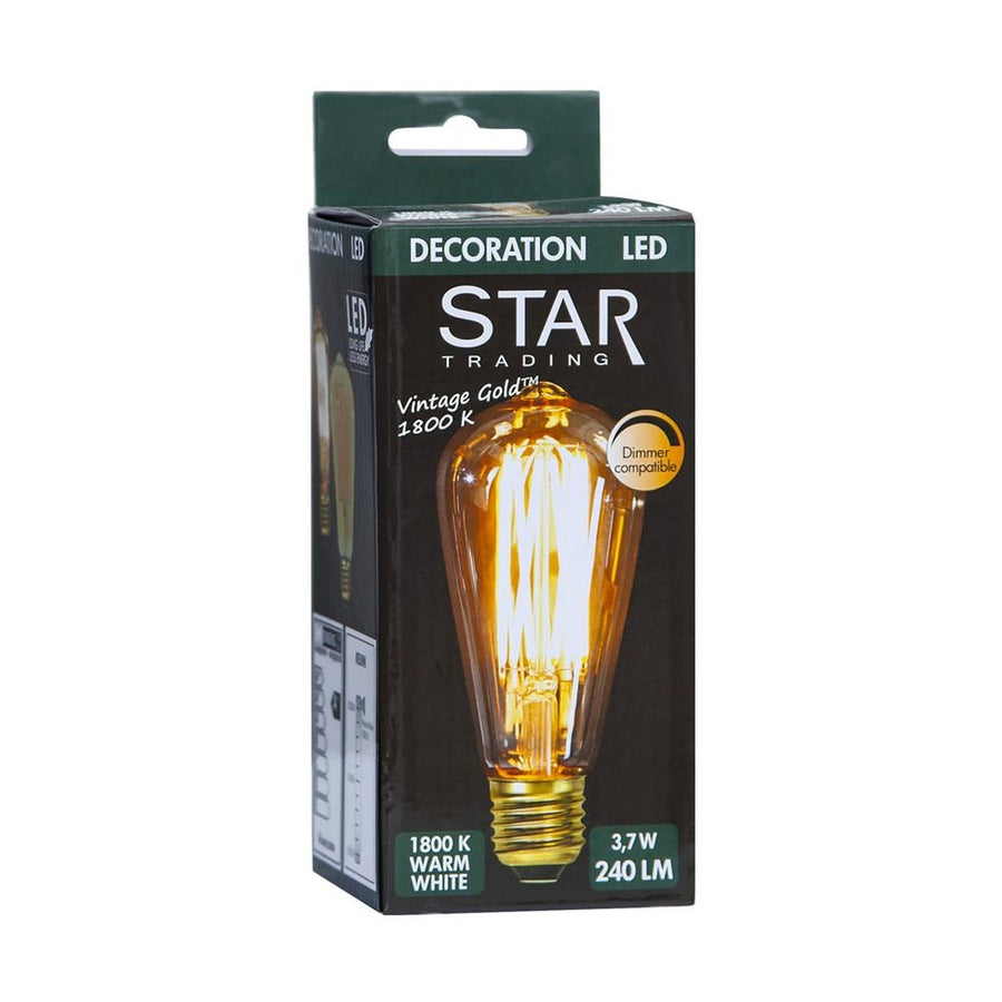 Vintage Gold dekorációs izzó. Meleg fehér fényű LED dekorációs izzó borostyánszín üveggel. 