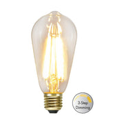 Clear Filament dekorációs izzó. Meleg fehér fényű LED dekorációs izzó áttetsző üveggel.