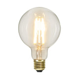 Clear Filament dekorációs izzó. Meleg fehér fényű LED dekorációs izzó áttetsző üveggel.