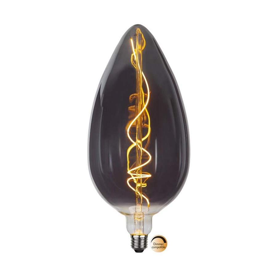 Industrial Vintage dekorációs izzó. Meleg fehér fényű LED dekorációs izzó füstszínű üveggel.