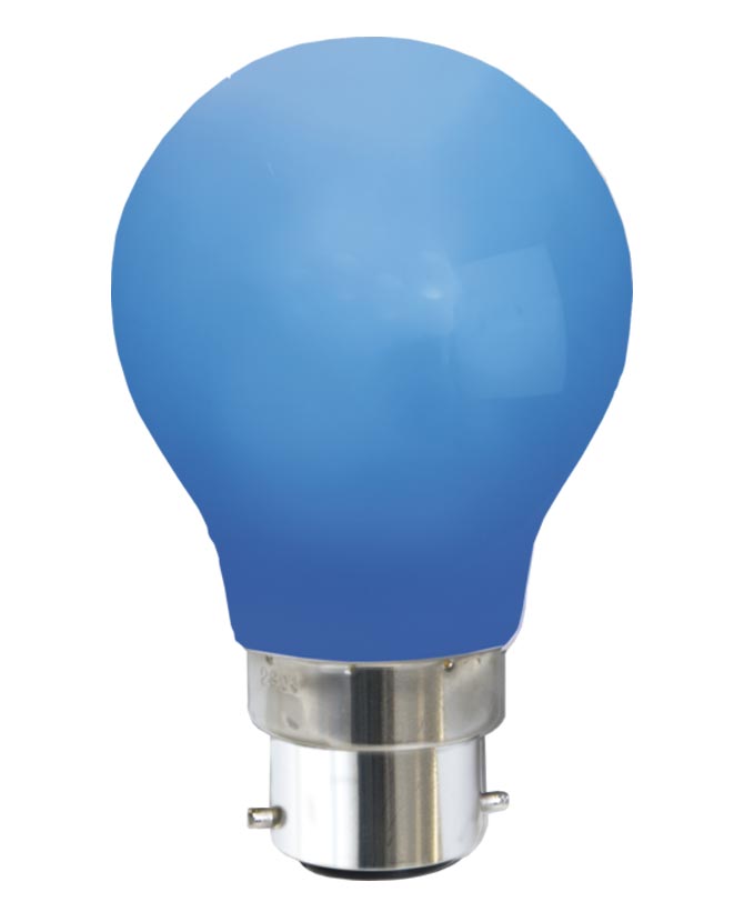 Kültéri dekorációs LED izzó kék opál, polikarbonát burkolattal.