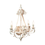 Shabby Chic stílusú, 71 cm magas, krém színű, antikolt felületű, fém akantuszlevelekkel díszített, 4 karú "Antoinette" falilámpa