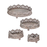 4 db-os patinás felületű fém tálcaszett