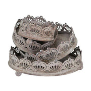 4 db-os patinás felületű fém tálcaszett