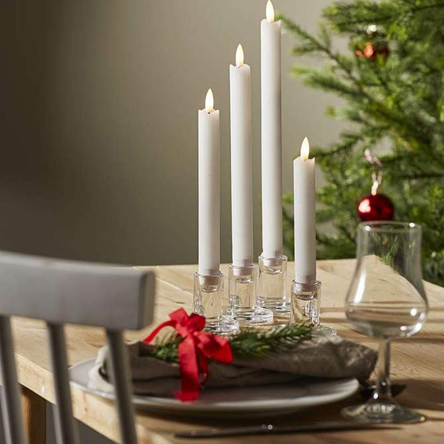 FLAMME 4 db-os fehér LED gyertya szett 16-20-24-28 cm