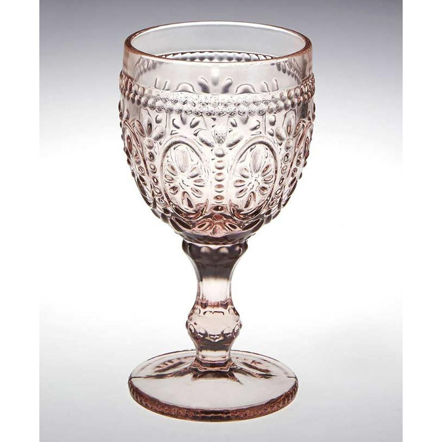 Prémium minőségű, vintage stílusú, 4 darabos, dombormintás, színes üvegű borospohár szett