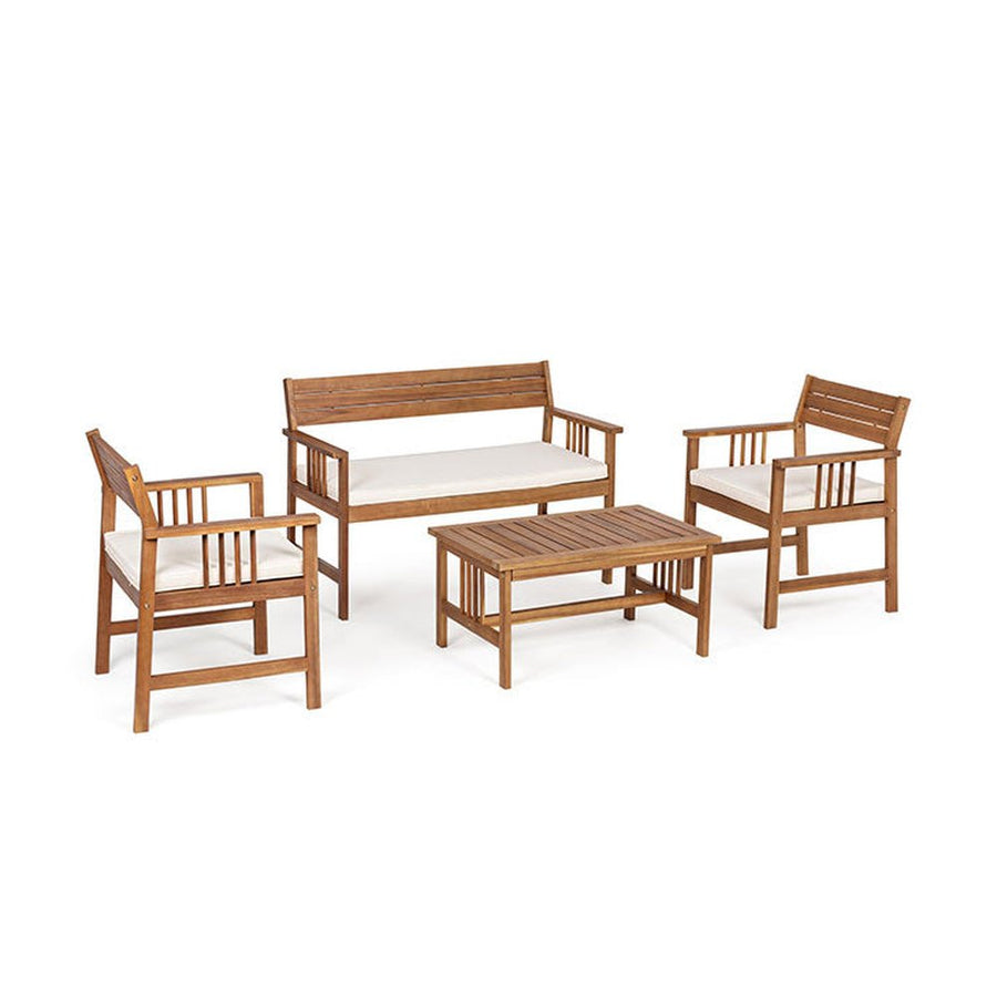 Akácfából készült, 4 részes, kerti ülőgarnitúra.