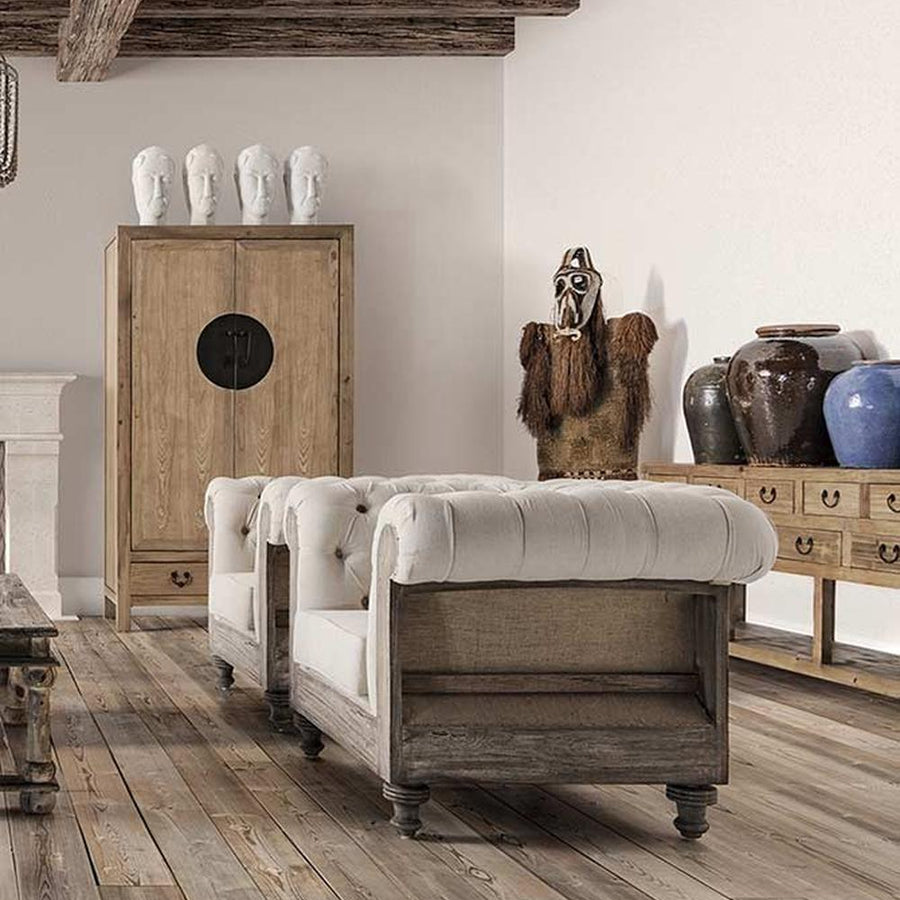 GORE 3 személyes koloniál trópusi fa kanapé 242 cm