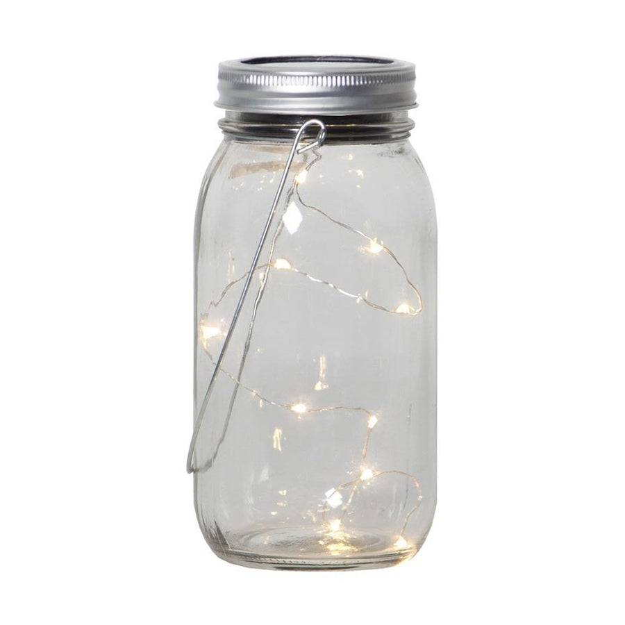 Befőttes üveg formájú, napelemes dekor lámpás LED izzókkal.