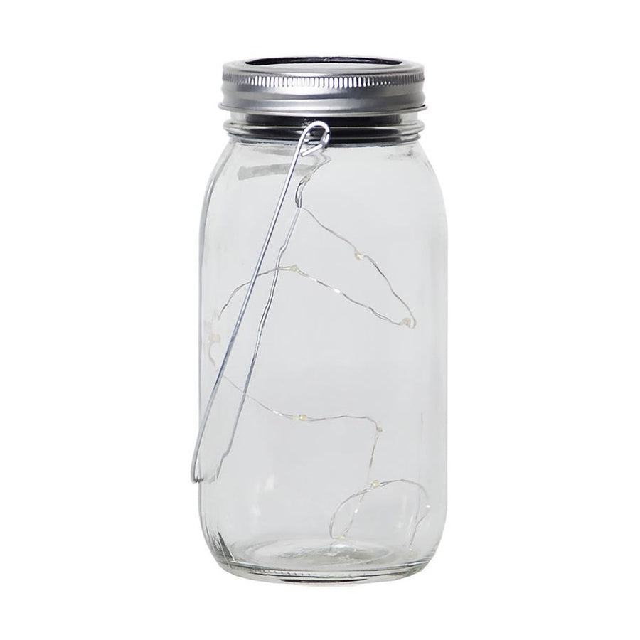 Befőttes üveg formájú, napelemes dekor lámpás LED izzókkal.