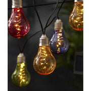 Napelemes kültéri színes dekorációs izzósor 10 db polikarbonát égővel.