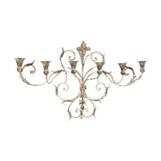 Shabby Chic stílusú, óriás, 82 cm hosszú, 6 ágú, falra szerelhető patinás "Antoinette" gyertyatartó