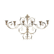 Shabby Chic stílusú, óriás, 82 cm hosszú, 6 ágú, falra szerelhető patinás "Antoinette" gyertyatartó