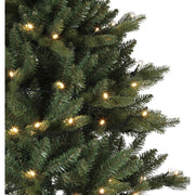 Élethű műfenyő, 3D ágakkal, beépített LED világítással, talpas kaspóban.