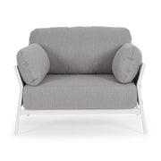 Kortárs stílusú, fehér és szürke színű kültéri, kerti fotel.