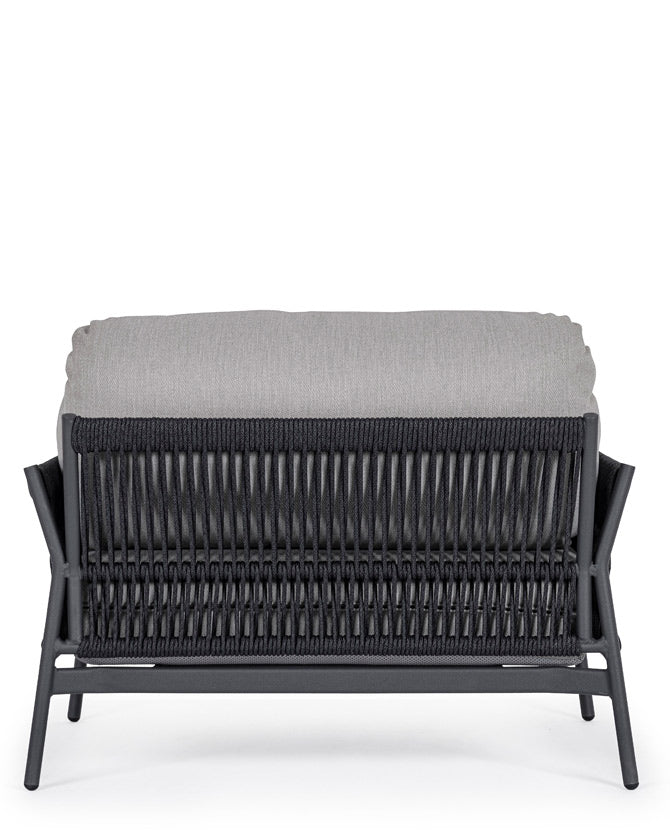 Kortárs stílusú, fekete és szürke színű kültéri, kerti fotel.