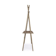 Loft stílusú kiállítóasztal fémszerkezettel és jegenyefa asztallappal.