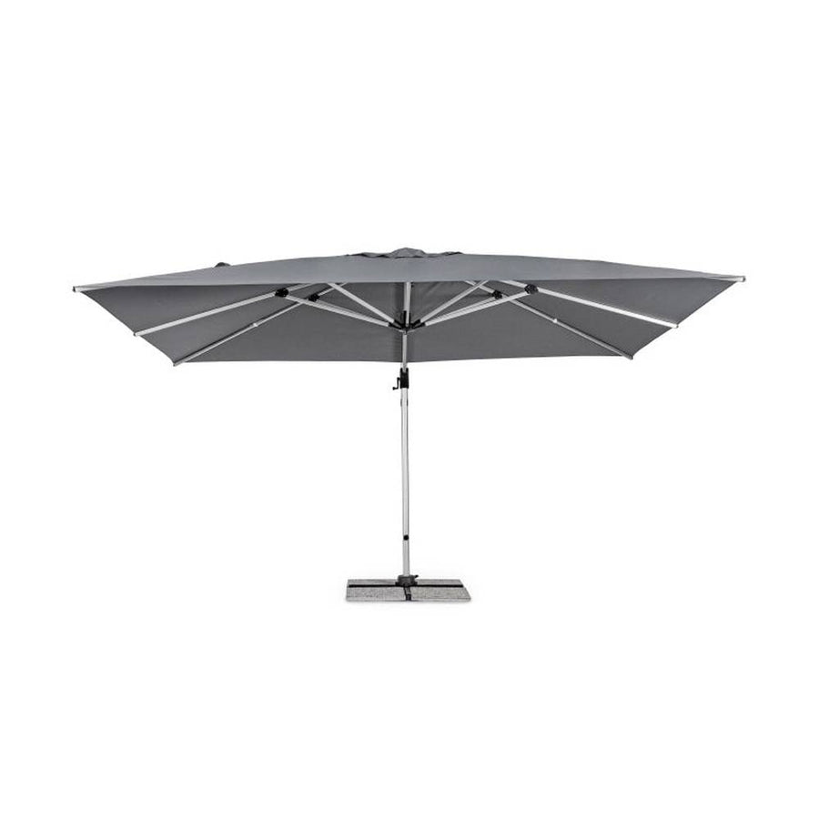 Eloxált alumíniumvázas design napernyő, sötétszürke poliészter ponyvával.