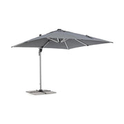 Eloxált alumíniumvázas design napernyő beépített LED világítással, sötétszürke poliészter ponyvával. 